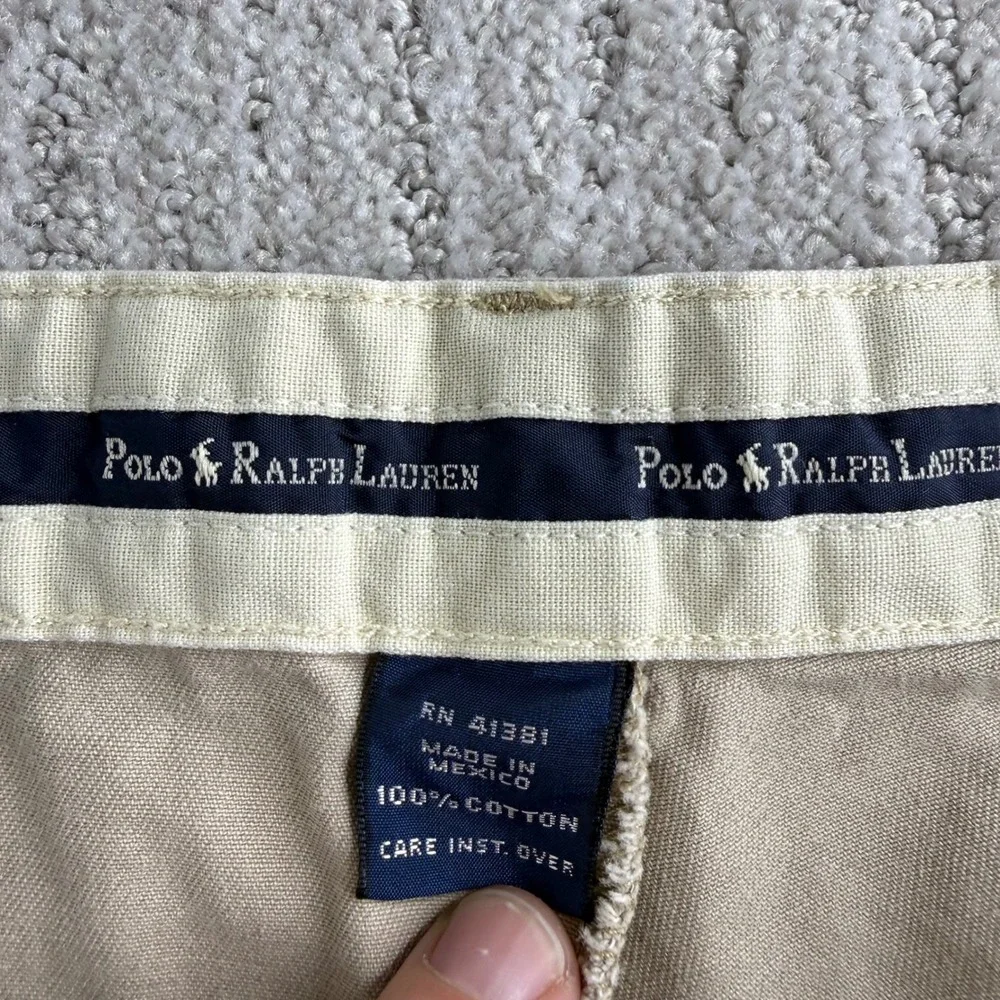 Polo Ralph Lauren Chino Shorts Mens Size 38 Tan Beige Pleated Cotton Khaki